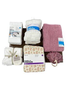 Set of 6 Home Essentials Bundle Twin XL Sheet Set, White Body Pillow Cover,  Pin
